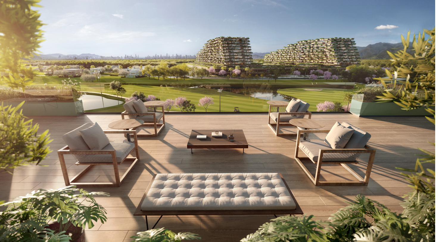ALL Resort - vista do rooftop para o campo de golfe iluminado